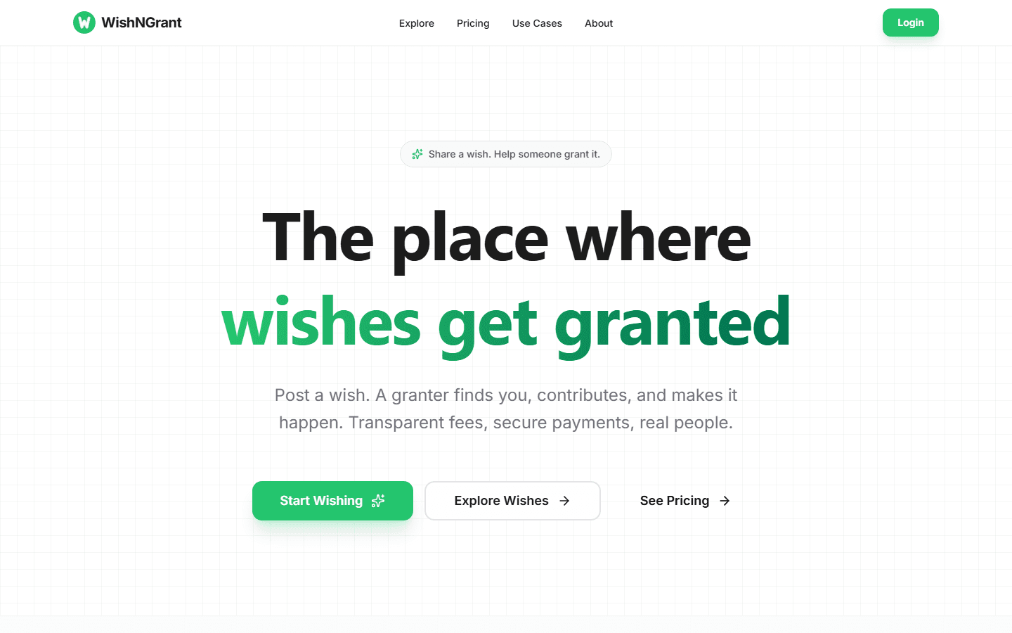 WishNGrant wish granting platform homepage